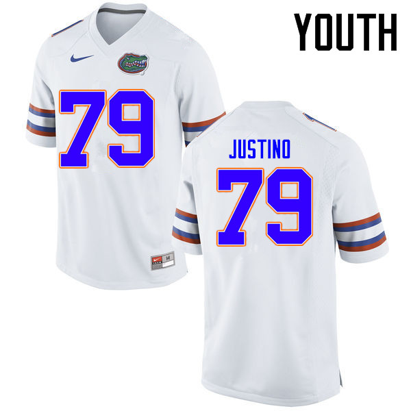 Youth Florida Gators #79 Daniel Justino College Football Jerseys Sale-White - Click Image to Close
